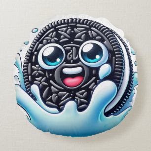 Cartoon Twist Black and White Cookie Round Pillow