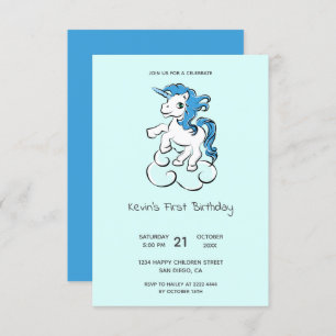 Cartoon Unicorn Birthday Invitation