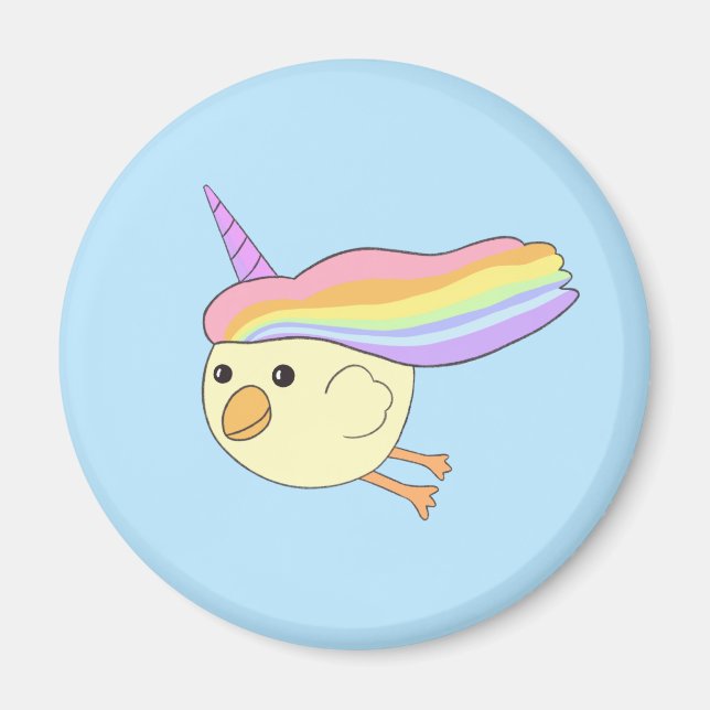 Cartoon Unicorn-Chicken Round Magnet (Front)