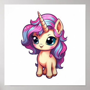 Cartoon unicorn illustration poster