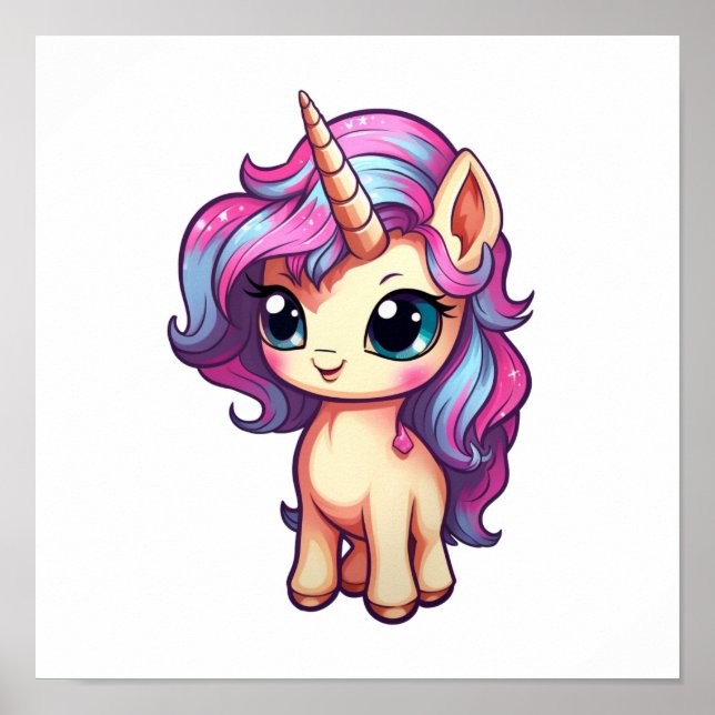 Cartoon unicorn illustration poster (Front)