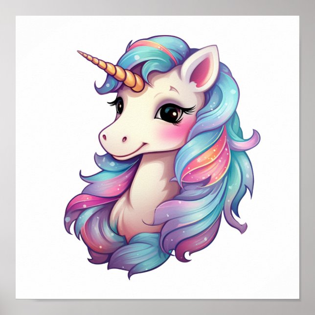 Cartoon unicorn illustration poster (Front)