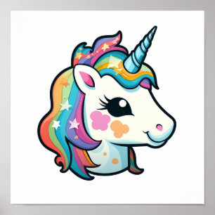 Cartoon unicorn illustration poster