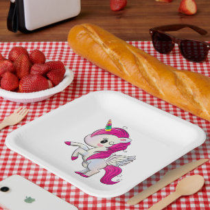 Cartoon Unicorn Paper Plate