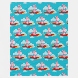 Cartoon Unicorn's Magic Carpet Ride Fleece Blanket