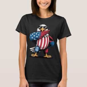 Cartoon USA Bald Eagle Born To Fly Free 4th July T-Shirt