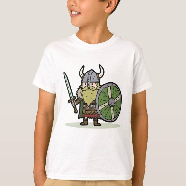 Cartoon Viking Drawing Shirt for Kids (Front)