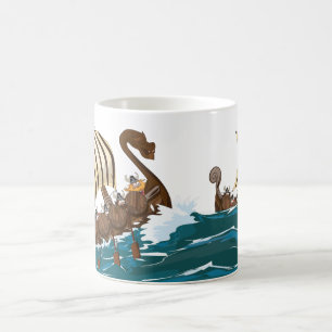 Cartoon Viking invasion fleet Coffee Mug
