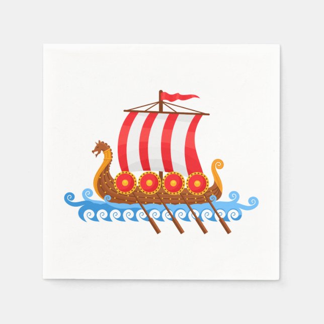 Cartoon Viking Ship Napkin (Front)