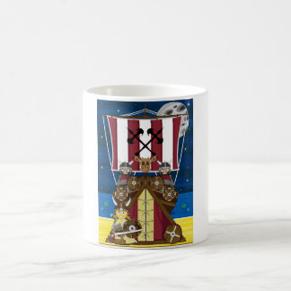 Cartoon Viking Warriors and Longship Coffee Mug
