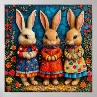 🐰 Cartoon Vintage Rabbits Cottage Art