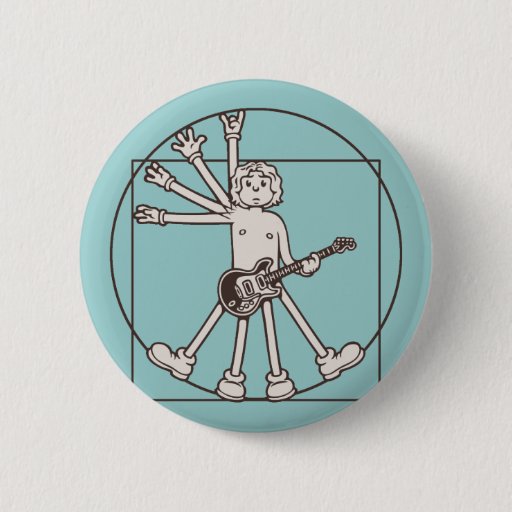 Image of Cartoon Vitruvian Rocker 6 Cm Round Badge
