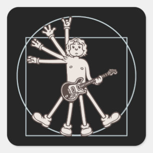 Cartoon Vitruvian Rocker Square Sticker