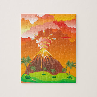 Cartoon Volcano Eruption 2 Jigsaw Puzzle