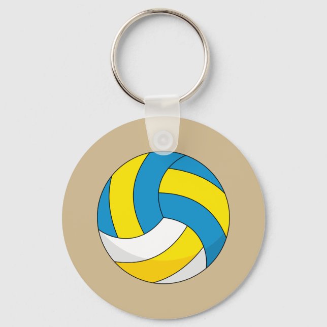 Cartoon Volleyball Ball Key Ring (Front)