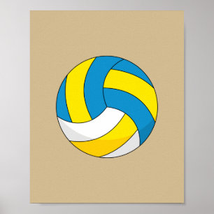 Cartoon Volleyball Ball Poster