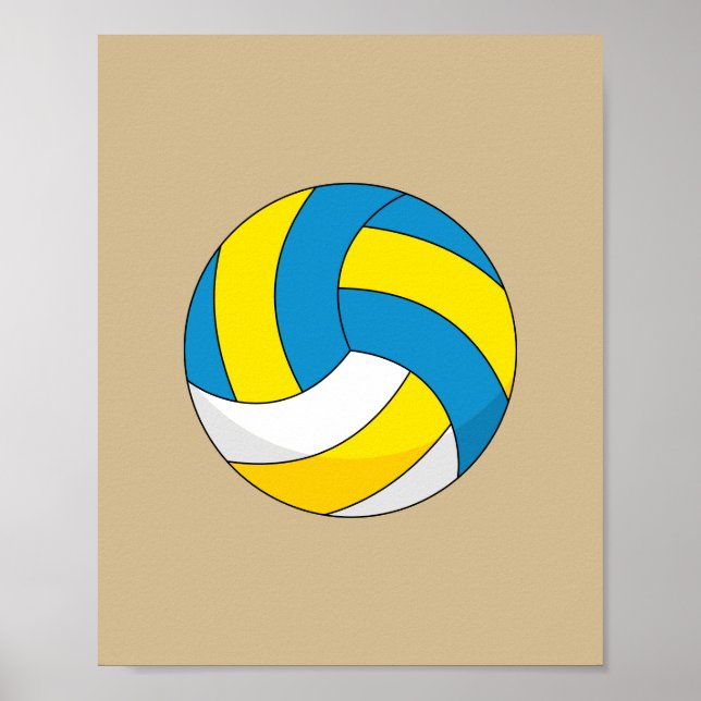 Cartoon Volleyball Ball Poster (Front)