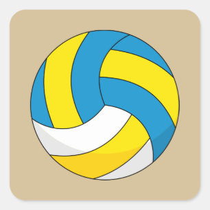 Cartoon Volleyball Ball Square Sticker
