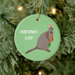 Cartoon Wallaby Custom Photo Ceramic Tree Decoration