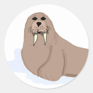 Cartoon Walrus Classic Round Sticker