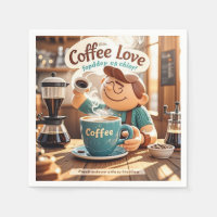 Cartoon warm cosy cafe coffee lover style 