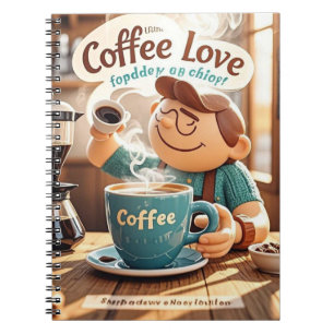 Cartoon warm cosy cafe coffee lover style notebook