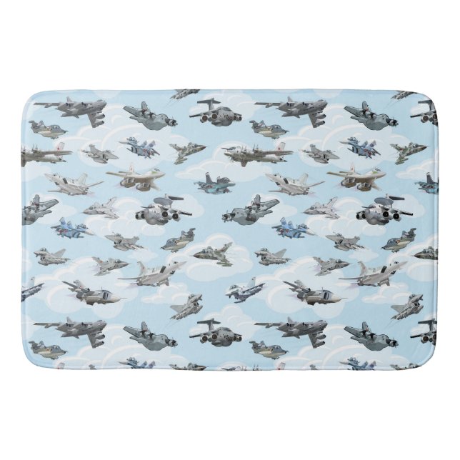 Cartoon warplanes pattern fabric bath mat (Front)