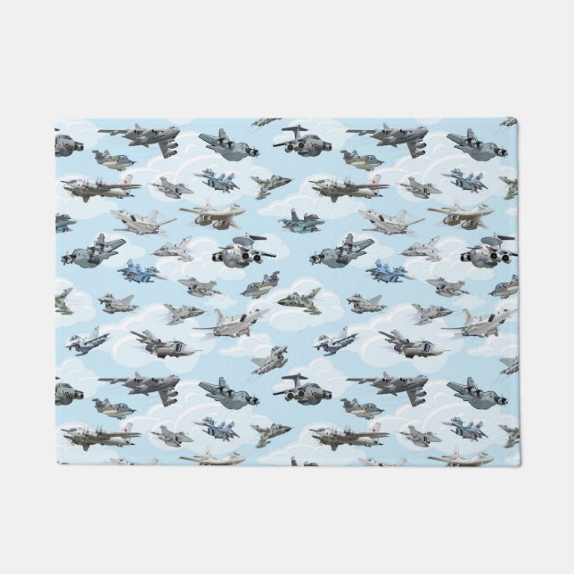 Cartoon warplanes pattern fabric doormat (Front)