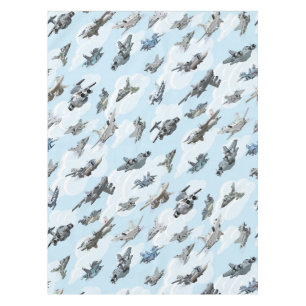 Cartoon warplanes pattern fabric tablecloth