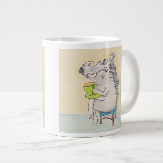 Cartoon Warthog mug. Large Coffee Mug (Front Right)