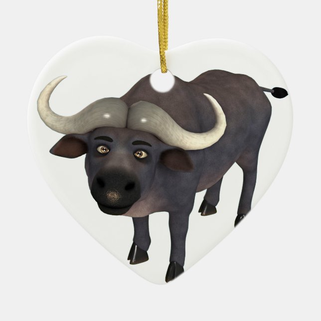 Cartoon Water Buffalo Ceramic Tree Decoration (Front)
