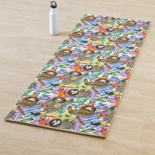 Cartoon Watercolor Sloth Pattern Yoga Mat