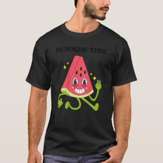 Cartoon Watermelon Funny Back Summer Time T-Shirt