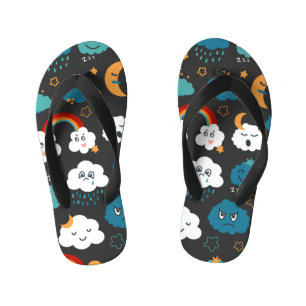 Cartoon Weather Forecast Seamless Pattern Kid's Flip Flops