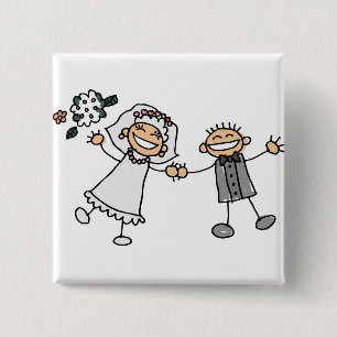 Cartoon Wedding 15 Cm Square Badge