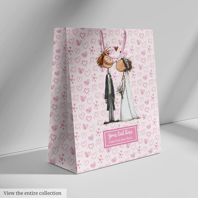 Cartoon Wedding Couple Gift Bag Personalised Fun (Cartoon Wedding Couple Gift Bag Personalized Fun)