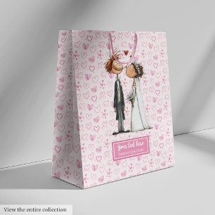 Cartoon Wedding Couple Gift Bag Personalized Fun