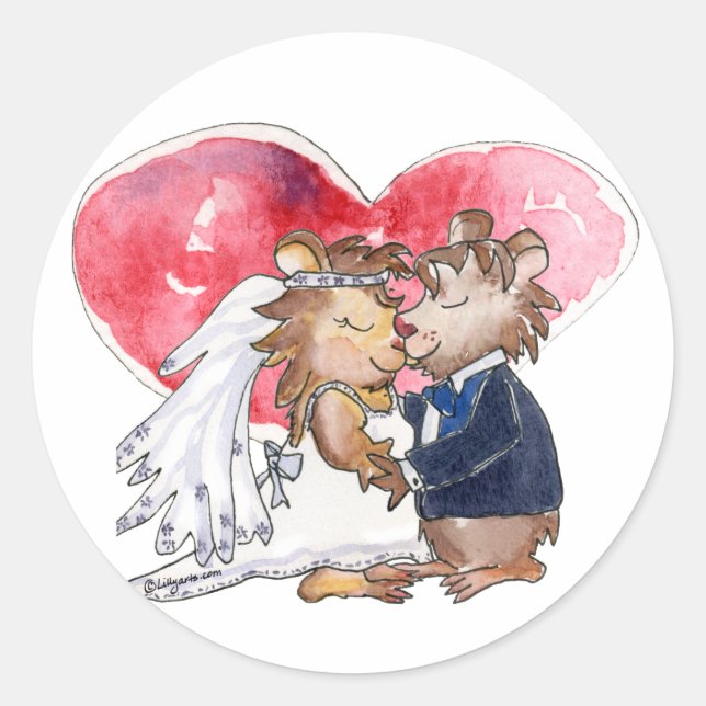 Cartoon Wedding Dance Couple Classic Round Sticker (Front)