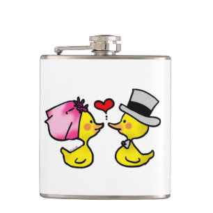 cartoon wedding ducks couple hip flask