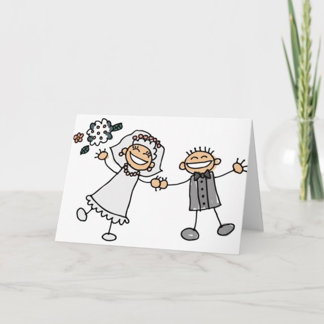 Cartoon Wedding Reception Save The Dates Announcement (Front)