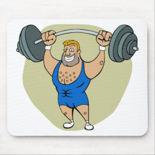 Cartoon Weightlifter Mouse Mat