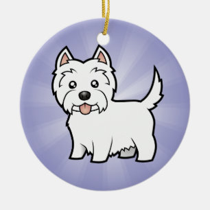 Cartoon West Highland White Terrier (add message) Ceramic Tree Decoration