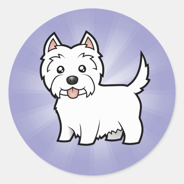 Cartoon West Highland White Terrier Classic Round Sticker (Front)