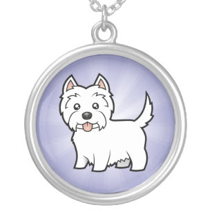 Cartoon West Highland White Terrier Silver Plated Necklace