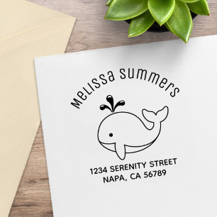 Cartoon Whale Arch Address Rubber Stamp