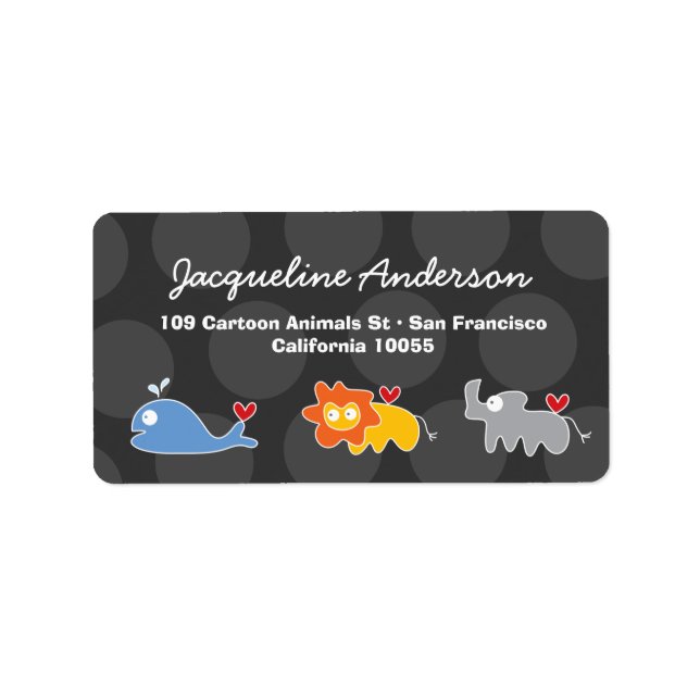 Cartoon Whale Lion Rhinoceros Address Labels (Front)