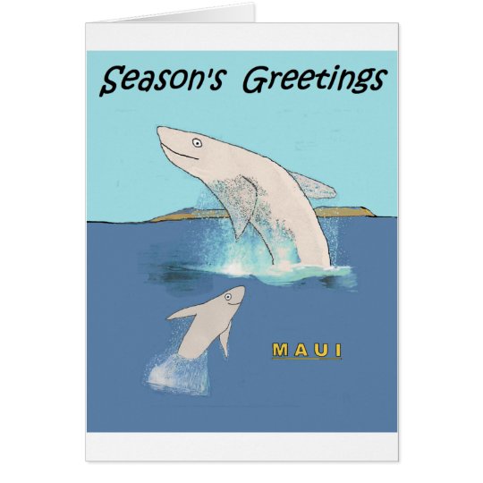 Cartoon: Whales Cavorting near Maui Card