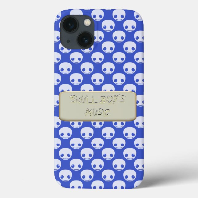 Cartoon White Skulls on Blue Scratched Text Effect Case-Mate iPhone Case (Back)