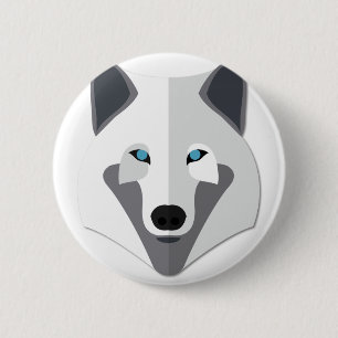 Cartoon White Wolf Head 6 Cm Round Badge