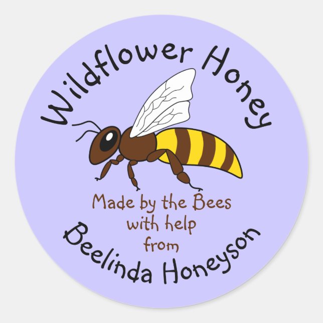 Cartoon Wildflower Honey Jar Label Stickers (Front)